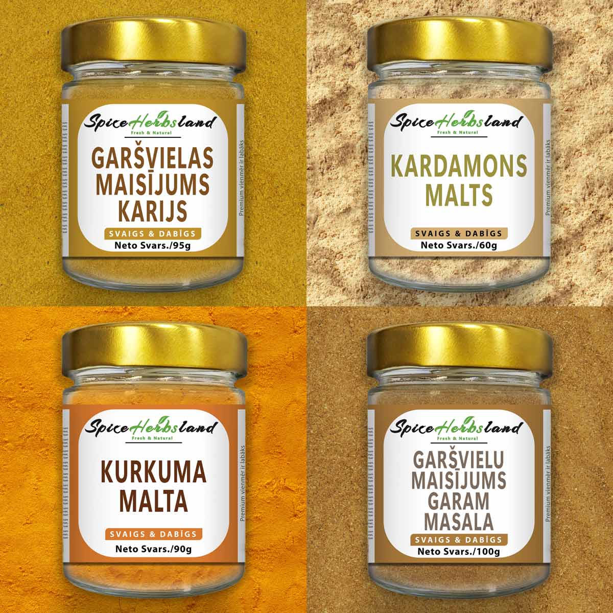 Indijas garšvielu komplekts - 4 gabali